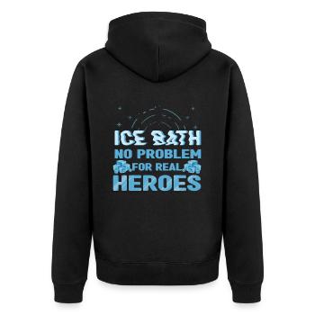 Ice Swimming No Problem Real Heroes Ice Bather - Unisex Premium Bio Zip Hoodie - Schwarz - Hinten - Nico (187cm)