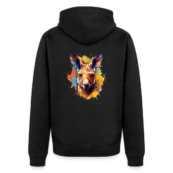 Kangaroo Paint Splash Drop Australia Paint Splash - Unisex Premium Organic Zip Hoodie - black - Back - Nico (187cm)