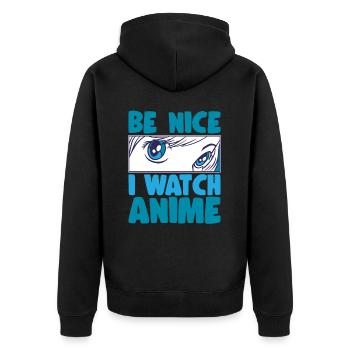 Cute Japanese Manga Women Girls Gift Otaku Kawaii - Unisex Premium Bio Zip Hoodie - Schwarz - Hinten - Nico (187cm)