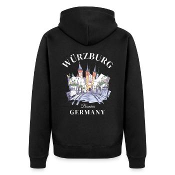 Würzburg, Allemagne, Bavière, Allemagne - Veste à capuche bio Premium Unisexe - noir - Dos - Nico (187cm)