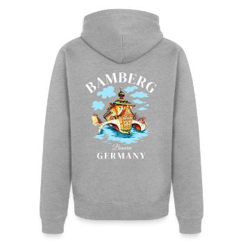 Bamberg Germany Bavaria Deutschland - Unisex Premium Bio Zip Hoodie - Grau meliert - Hinten - Nico (187cm)
