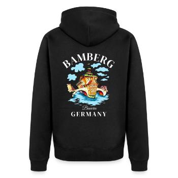 Bamberg, Allemagne, Bavière, Deutschland - Veste à capuche bio Premium Unisexe - noir - Dos - Nico (187cm)