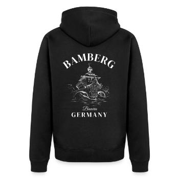 Bamberg Germany Bavaria Deutschland - Unisex Premium Bio Zip Hoodie - Schwarz - Hinten - Nico (187cm)