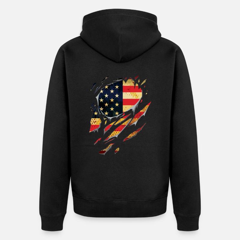 Déchiré USA Flage cadeau larmes - Veste à capuche bio Premium Unisexe - noir