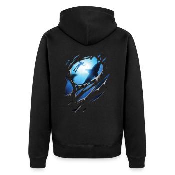 Zerrissen Tauchen Hai Geschenk Risse - Unisex Premium Bio Zip Hoodie - Schwarz - Hinten - Nico (187cm)