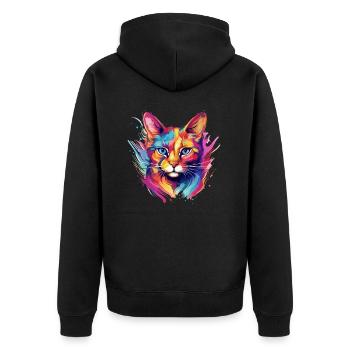 Colorful Chausie cat paint blobs paint splashes - Unisex Premium Organic Zip Hoodie - black - Back - Nico (187cm)