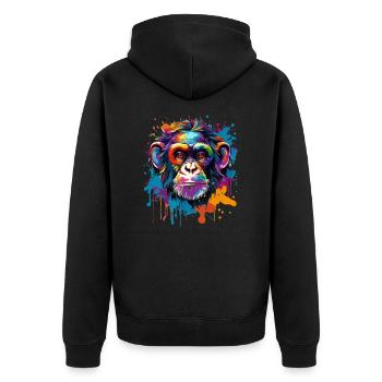 Colorful chimpanzee, splashes of paint, splashes of paint - Unisex Premium Organic Zip Hoodie - black - Back - Nico (187cm)