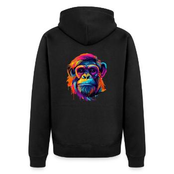 Colorful bonobo paint splashes of paint - Unisex Premium Organic Zip Hoodie - black - Back - Nico (187cm)