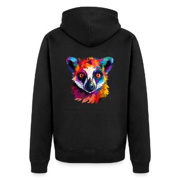 Colorful Lemur, Splashes of Paint, Splashes of Paint - Unisex Premium Organic Zip Hoodie - black - Back - Nico (187cm)
