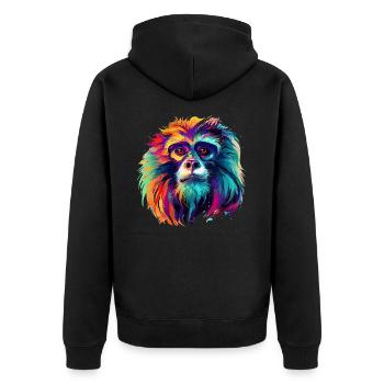 Colorful Gibbon, Splashes of Paint, Splashes of Paint - Unisex Premium Organic Zip Hoodie - black - Back - Nico (187cm)