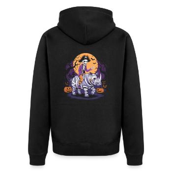 Skeleton riding a rhinoceros on Halloween - Unisex Premium Organic Zip Hoodie - black - Back - Nico (187cm)