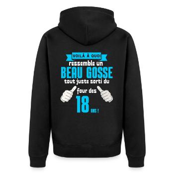 Humoristique 18 Ans Idée Cadeau Drôle Garçon - Veste à capuche bio Premium Unisexe - noir - Dos - Nico (187cm)