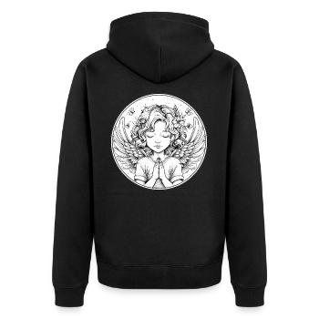 Ange priant en cercle - Veste à capuche bio Premium Unisexe - noir - Dos - Nico (187cm)