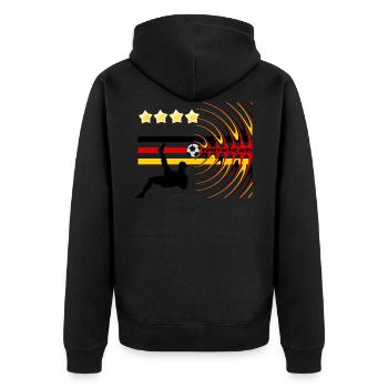 Fußball Deutschland schwarz rot gold - Unisex Premium Bio Zip Hoodie - Schwarz - Hinten - Nico (187cm)