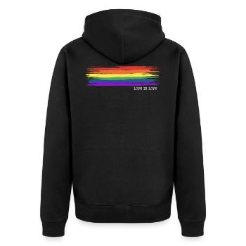 L'amour est l'amour - Gay Pride - Veste à capuche bio Premium Unisexe - noir - Dos - Nico (187cm)