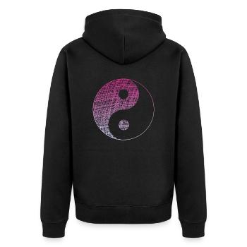 yin yang Vintage - Unisex Premium Bio Zip Hoodie - Schwarz - Hinten - Nico (187cm)
