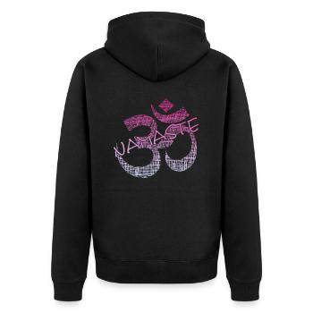 Namaste - Unisex Premium Bio Zip Hoodie - Schwarz - Hinten - Nico (187cm)