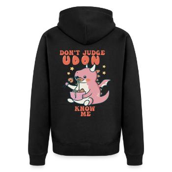 Ne jugez pas Udon Know Me Noodles Pun J - Veste à capuche bio Premium Unisexe - noir - Dos - Nico (187cm)