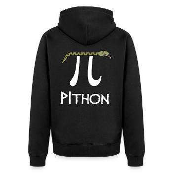 Pithon - Unisex Premium Bio Zip Hoodie - Schwarz - Hinten - Nico (187cm)