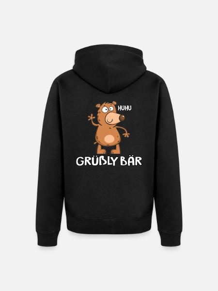 Grüßlybär - Unisex Premium Bio Zip Hoodie - Schwarz