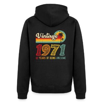 Vintage 1971, Cadeau D'anniversaire 52 Ans - Veste à capuche bio Premium Unisexe - noir - Dos - Nico (187cm)