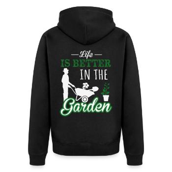 Hobby gardeners, fruit and vegetable gardeners - Unisex Premium Organic Zip Hoodie - black - Back - Nico (187cm)