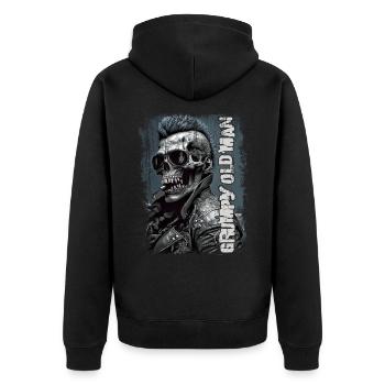 Grumpy old man - Unisex Premium Bio Zip Hoodie - Schwarz - Hinten - Nico (187cm)