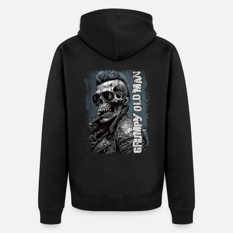 Grumpy old man - Unisex Premium Organic Zip Hoodie - black