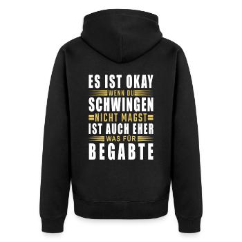 Es ist ok wenn Du Schwingen nicht magst - Unisex Premium Bio Zip Hoodie - Schwarz - Hinten - Nico (187cm)
