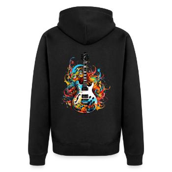 E-Gitarre Bunt Gitarrist Musik Instrument Rock - Unisex Premium Bio Zip Hoodie - Schwarz - Hinten - Nico (187cm)