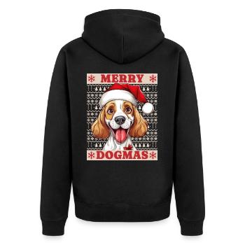 Chien Noël laid joyeux dogmes père Noël chapeau - Veste à capuche bio Premium Unisexe - noir - Dos - Nico (187cm)