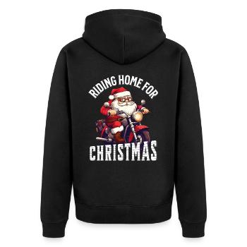 Weihnachtsmann Motorrad Sonnenbrille Weihnachten - Unisex Premium Bio Zip Hoodie - Schwarz - Hinten - Nico (187cm)