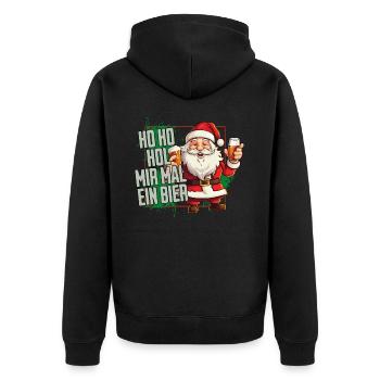 Weihnachtsmann Ho Ho Hol Mir Mal Ein Bier Lustig - Unisex Premium Bio Zip Hoodie - Schwarz - Hinten - Nico (187cm)