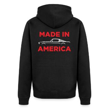 MUST4NG HERGESTELLT IN AMERIKA - Unisex Premium Bio Zip Hoodie - Schwarz - Hinten - Nico (187cm)