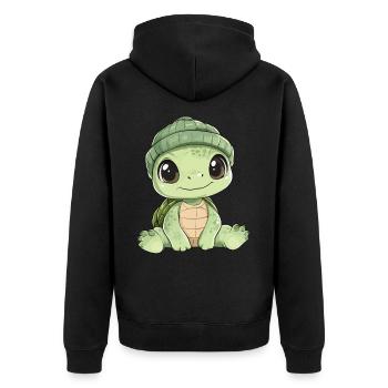tortue mignon mignon bébé enfants animal dessin animé - Veste à capuche bio Premium Unisexe - noir - Dos - Nico (187cm)
