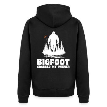 Bigfoot Grabbed My Wiener, Funny - Unisex Premium Organic Zip Hoodie - black - Back - Nico (187cm)