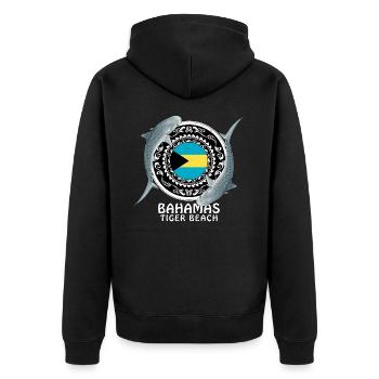 Tiger Beach Bahamas - Unisex Premium Bio Zip Hoodie - Schwarz - Hinten - Nico (187cm)