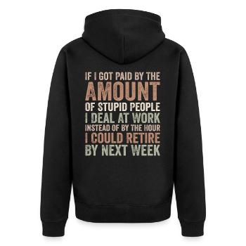 Wir haben keine politischen Meinungsverschiedenheiten mehr - Unisex Premium Bio Zip Hoodie - Schwarz - Hinten - Nico (187cm)