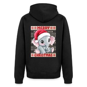 Eléphant Moche Noël Noël Doux - Veste à capuche bio Premium Unisexe - noir - Dos - Nico (187cm)