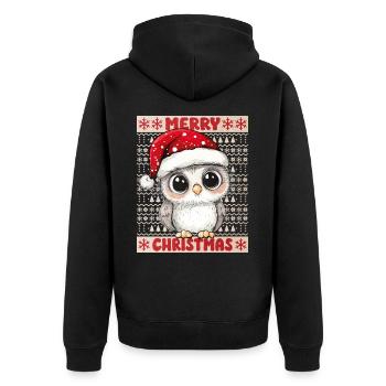 Owl Ugly Christmas Christmas Xmas Cute Cute - Unisex Premium Organic Zip Hoodie - black - Back - Nico (187cm)