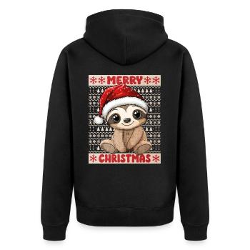 paresseux Noël Noël Noël mignon - Veste à capuche bio Premium Unisexe - noir - Dos - Nico (187cm)