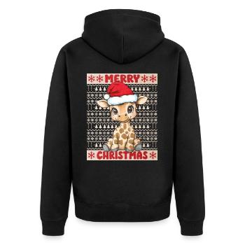 Giraffe Ugly Christmas Christmas Xmas Cute - Unisex Premium Organic Zip Hoodie - black - Back - Nico (187cm)