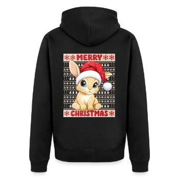 Bunny Rabbit Ugly Christmas Christmas Xmas Cute - Unisex Premium Organic Zip Hoodie - black - Back - Nico (187cm)