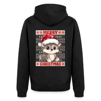 Hedgehog Ugly Christmas Christmas Xmas Cute Cute - Unisex Premium Organic Zip Hoodie - black - Back - Nico (187cm)