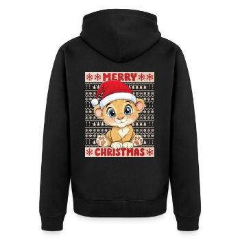 Lion Ugly Christmas Christmas Xmas Cute Cute - Unisex Premium Organic Zip Hoodie - black - Back - Nico (187cm)