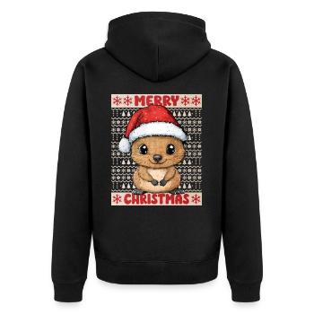 Quokka Noël laid Noël Noël doux - Veste à capuche bio Premium Unisexe - noir - Dos - Nico (187cm)