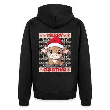 Taureau Noël mignon Noël mignon Noël - Veste à capuche bio Premium Unisexe - noir - Dos - Nico (187cm)
