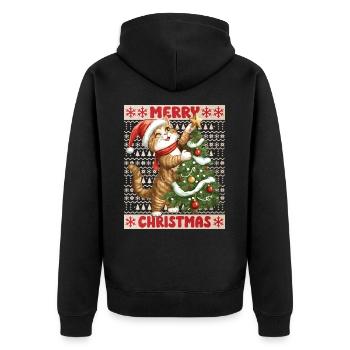 Chat Arbre de Noël Noël Noël Mignon Drôle - Veste à capuche bio Premium Unisexe - noir - Dos - Nico (187cm)