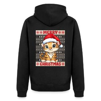 Tiger Ugly Christmas Christmas Xmas Cute Cute - Unisex Premium Organic Zip Hoodie - black - Back - Nico (187cm)