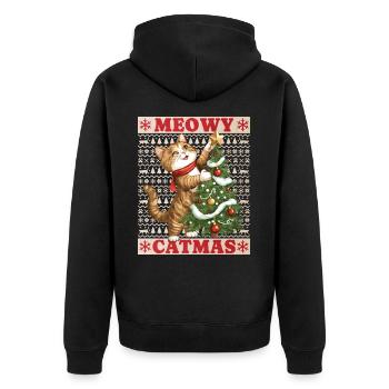 Chat Arbre de Noël Noël Noël Mignon Drôle - Veste à capuche bio Premium Unisexe - noir - Dos - Nico (187cm)